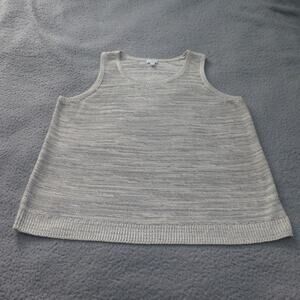 J Jill Top Womens 2X Knit Sleeveless Cream Gray Office Round Neck Pullover